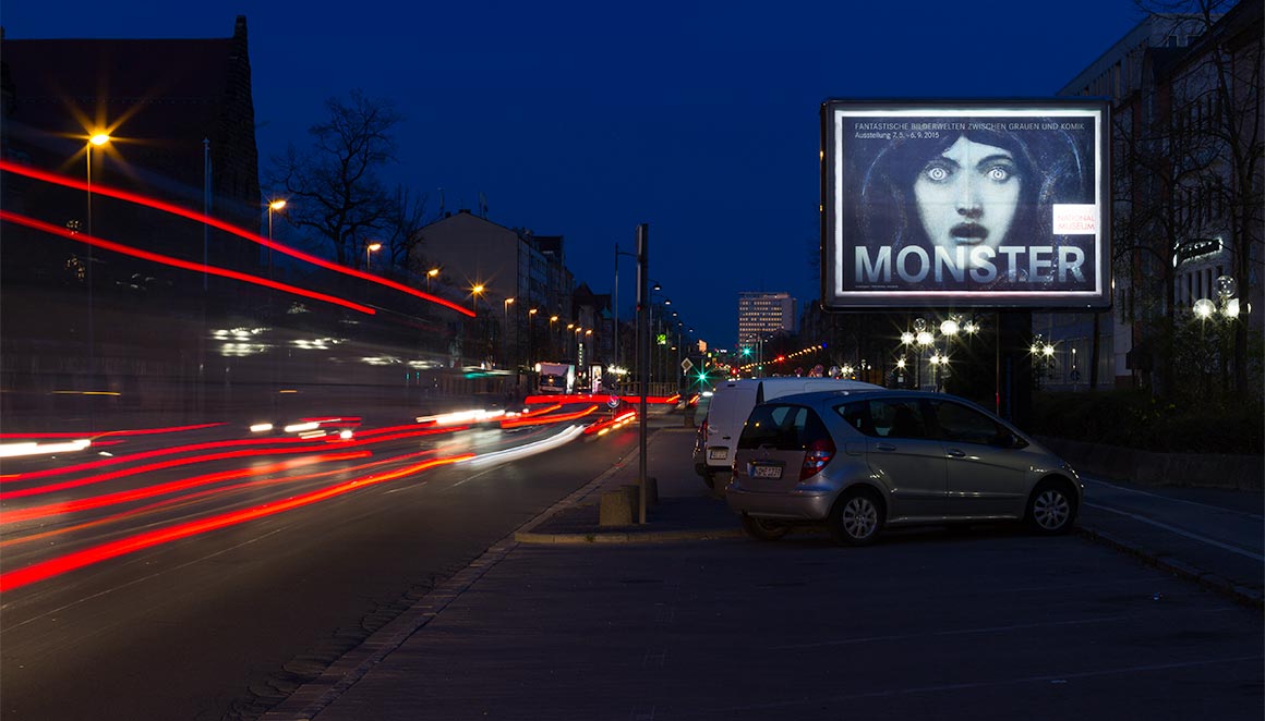 Achtung Autofahrer, die Monster sind los! Im Germanischen Nationalmuseum in der gleichnamigen Ausstellung zu sehen